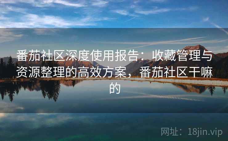 番茄社区深度使用报告：收藏管理与资源整理的高效方案，番茄社区干嘛的