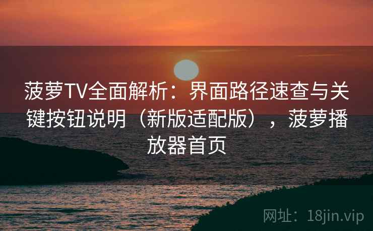 菠萝TV全面解析：界面路径速查与关键按钮说明（新版适配版），菠萝播放器首页