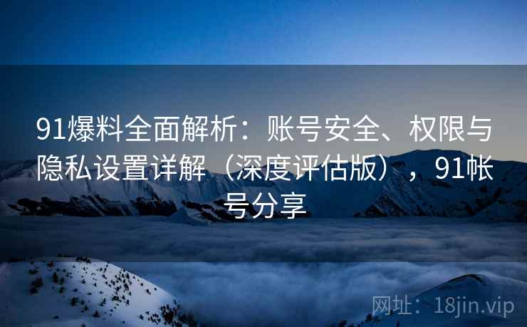 91爆料全面解析：账号安全、权限与隐私设置详解（深度评估版），91帐号分享